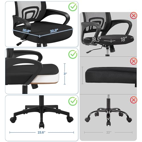 Mid Back Mesh Computer Office Desk Chair Adjustable Swivel, Black, view 5
