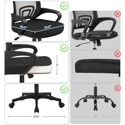 Mid Back Mesh Computer Office Desk Chair Adjustable Swivel, Black, view 5
