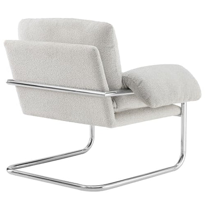 Ansel Boucle Accent Chair in Newsprint - Fabric Lounge Chair for Living Room, Bedroom - Upholstered Corner Reading Chair with Arms and Removable Cushions