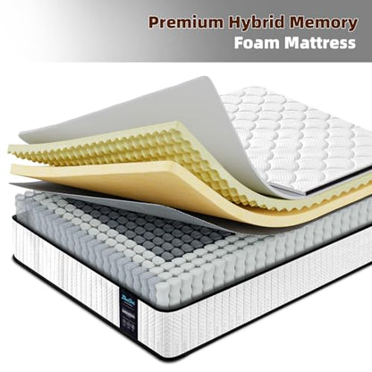 Twin Mattress 10 Inch Medium Firm Hybrid Mattress Twin Size Memory Foam Pocket Steel Springs Matress in a Box for All Sleep Positions Motion Isolation Ensure Comfortable Sleep (White, Twin 10 INCH)
