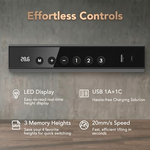 35 X 20 Inch Standing Desk with Drawers, Electric Adjustable Height Desk, Quick Install One-Piece Tabletop with USB Charging Ports, Sit to Stand Up Desk for Home Office, Black Walnut
