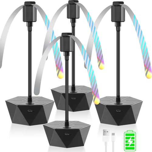 Fly Fans for Tables Rechargeable, Table Top Fly Spinner to Keep Flies Away from Food, Portable Fly Repellent Fan with Soft Stop Blades for Outdoor, Picnic, Patio & BBQ (Black, 4Pack)