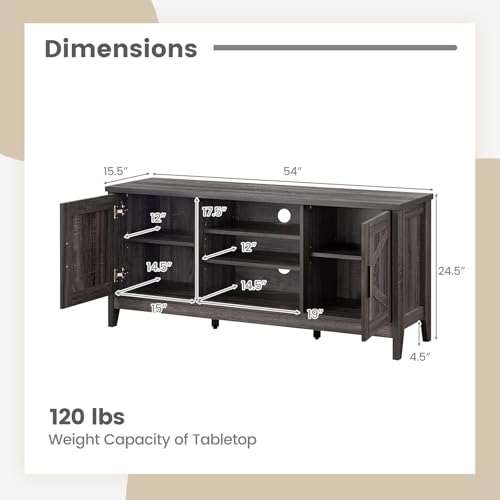 Farmhouse TV Stand for TVs up to 65 Inches, TV Console Table with Barn Doors, view 3