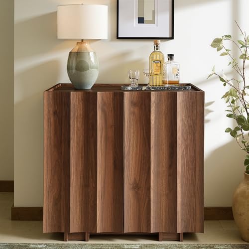 30.8" Fluted Sideboard Buffet Cabinet with Storage, Walnut, view 2