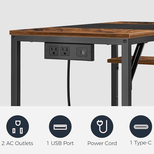 Small Computer Desk, 35.4 Inch Home Office Desk with Power Outlet, view 6