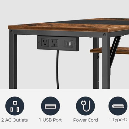 Small Computer Desk, 35.4 Inch Home Office Desk with Power Outlet, view 6