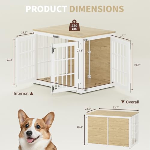 33" Heavy Duty Dog Crate Furniture for Small/Medium Dogs, view 3