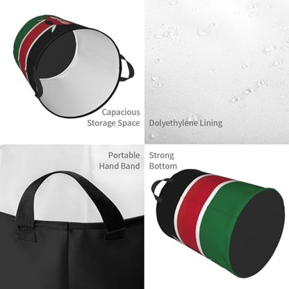 Flag Of Kenya Printing Personalized Circular Dirty Clothes Hamper-Standable Design Works In Bathroom & Closet
