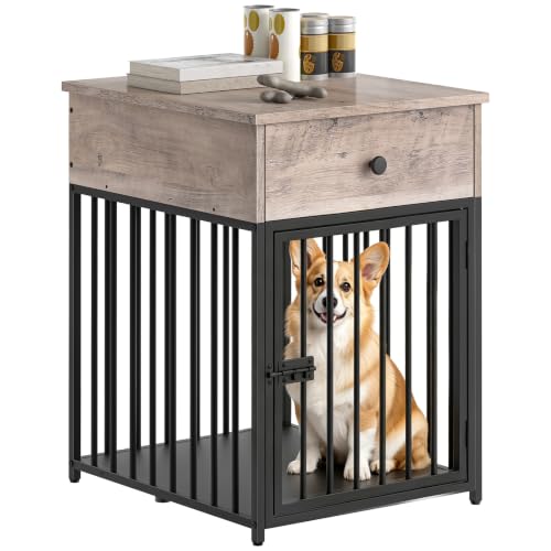 Dog Crate Furniture, Wooden Dog House, Decorative Dog Kennel with Drawer, view 2