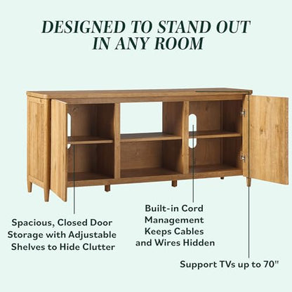 Scandinavian Reeded TV Stand with Storage for up to 70" TV English Oak