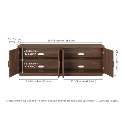 Henn&Hart 68" TV Stand for TVs up to 75", Medium Walnut, view 3
