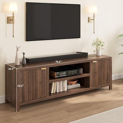 Fluted TV Stand for 80 in, Modern Entertainment Center with Storage, view 3