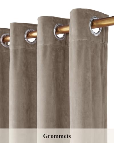 Taupe Velvet Room Darkening Panels Privacy Protect, W52 x L84, 2 Pcs