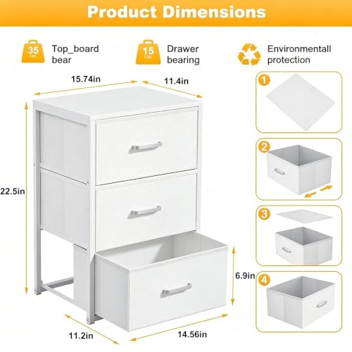 Dresser for Closet, Stackable Storage Drawers, Closet Storage, White, view 3