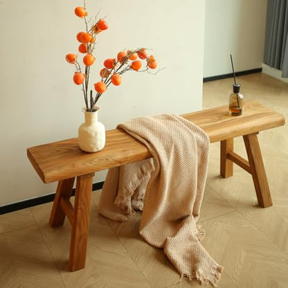 Wooden Bench Indoor – Rustic Farmhouse Narrow Entryway Bench with Slim Skinny, view 5