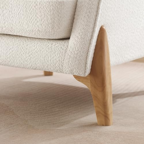 Oversized White Bouclé Reading Chairs with Thick Cushions, view 6