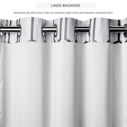 Kaiden Geometric Room Darkening Window Curtain, Black - 52" W x 84" L