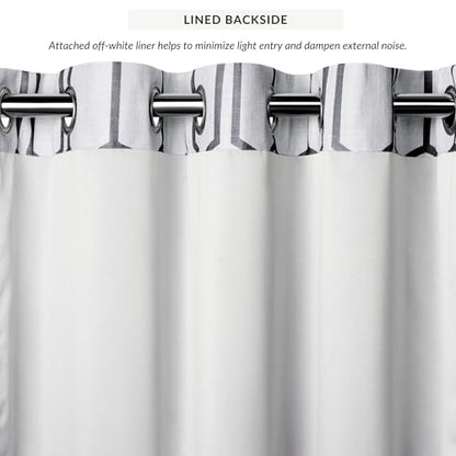 Kaiden Geometric Room Darkening Window Curtain, Black - 52" W x 84" L
