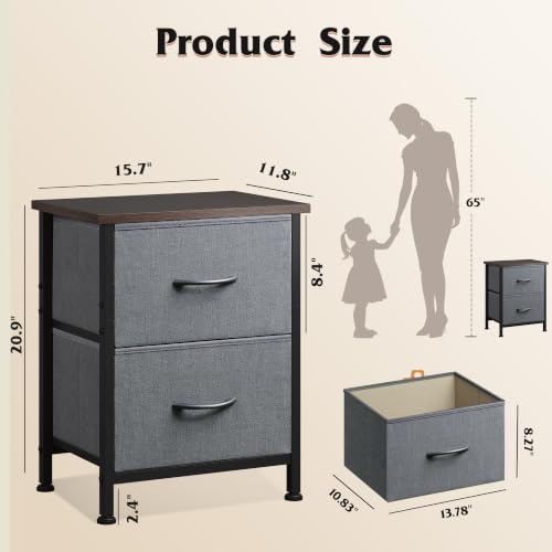 Nightstand, 2 Drawer Dresser for Bedroom, Small Dresser with 2 Drawers, view 5