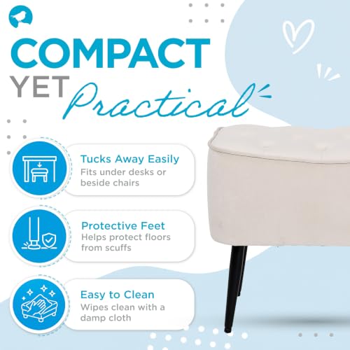 Tufted Tan Velvet Ottoman Footstool, view 7