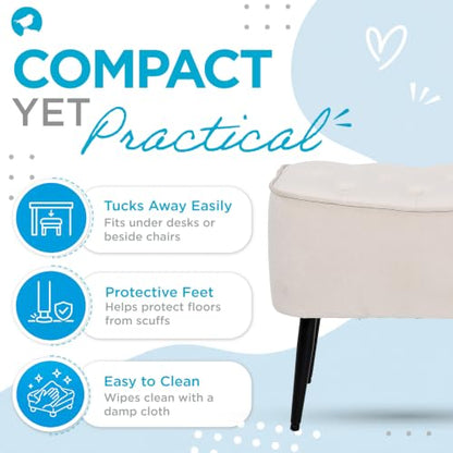 Tufted Tan Velvet Ottoman Footstool, view 7