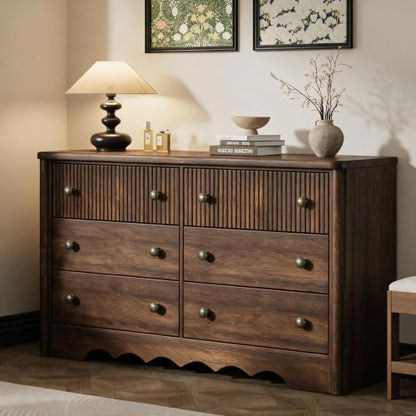 6 Drawer Dresser for Bedroom, 47.2" Wide Fluted Dresser, view 2