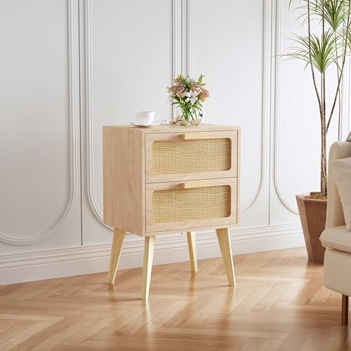 Rattan Nightstand, Natural End Table, Bedside Table, view 2