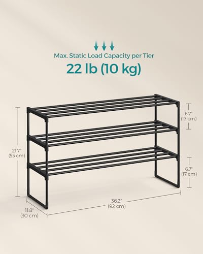 Shoe Rack, 3-Tier Shoe Organizer, Metal Storage Shelf, view 4