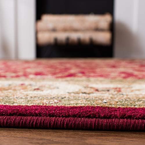 SAFAVIEH Lyndhurst Collection Area Rug - 8' x 10', Red & Ivory, Traditional Oriental Design, Non-Shedding & Easy Care, Ideal for High Traffic Areas in Living Room, Bedroom (LNH312A)