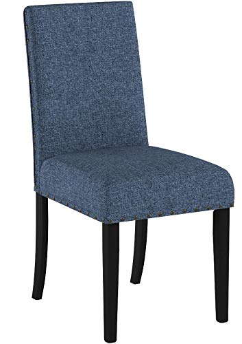 Biony Blue Fabric Dining Chairs with Nailhead Trim, Set of 2