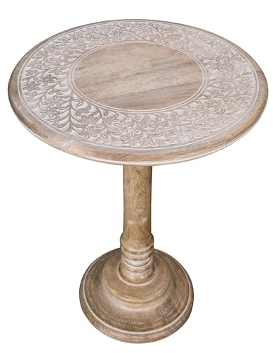 White wash small wooden end table, view 2