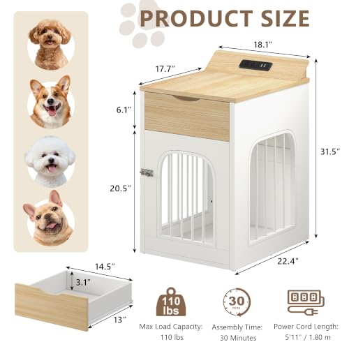 Dog Crate Furniture for Small Dogs, Natural, view 3