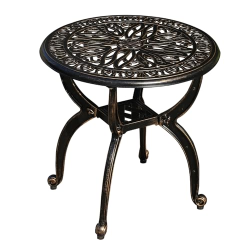 Bronze cast aluminum round outdoor side table, view 2
