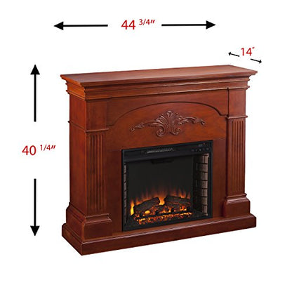Sicilian Harvest Electric Fireplace - Mahogany - Transitional Design, Brown Glass and Wood - Ideal for Living Room, Bedroom (FE9277)