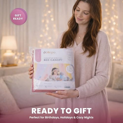 Pink Bed Canopy for Girls with Glowing Stars, Premium Canopy Bed, Fits Single, view 7