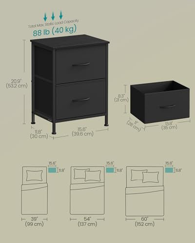 Nightstand with 2 Fabric Drawers, Bedside Table, Side End Table, view 4