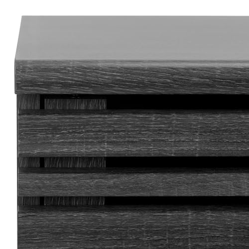 SAFAVIEH Aurelio TV Stand for up to 55" Flatscreen – Distressed Black, 1 Sliding Door with Interior Storage and Open Shelves, Entertainment Media Console (MED9600E)