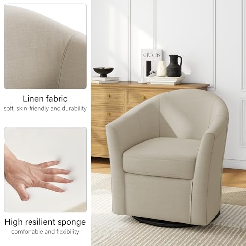 Mid-Century Modern Swivel Barrel Accent Chair, Brown, Set of 2