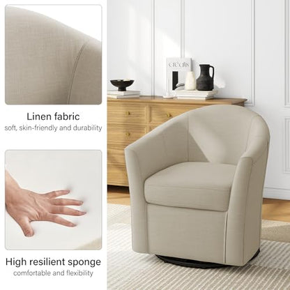 Mid-Century Modern Swivel Barrel Accent Chair, Brown, Set of 2