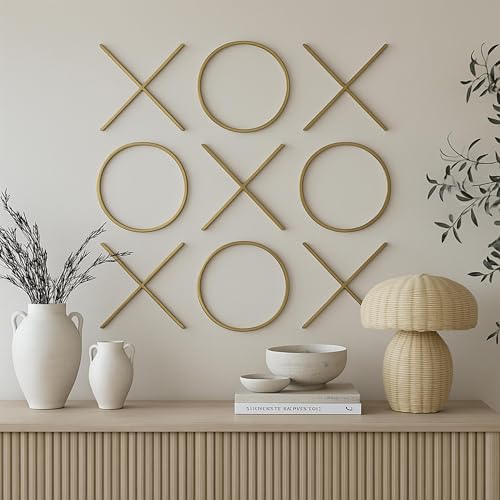 Meridian Furniture 432 XOXO Collection Modern | Contemporary Stainless Steel Wall Decor, Gold, 66.75" W x .75" D x 66.75" H