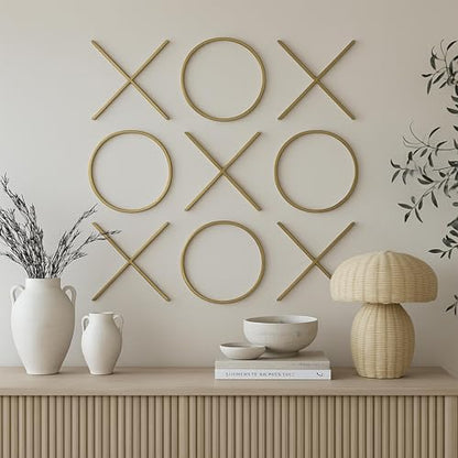 Meridian Furniture 432 XOXO Collection Modern | Contemporary Stainless Steel Wall Decor, Gold, 66.75" W x .75" D x 66.75" H