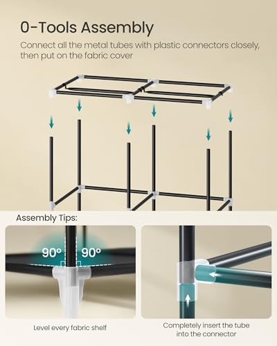 Portable Closet with Cover, 2 Hanging Rods and Shelves, view 7