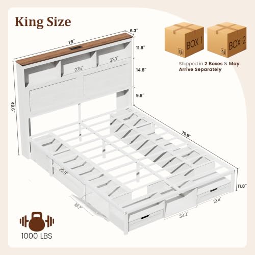 King Size Bed Frame - King Bedframe with Storage Drawers, view 3