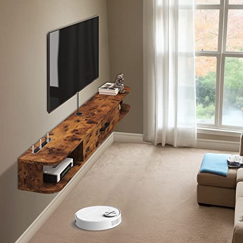 Floating TV Unit, 47'' Wall Mounted TV Cabinet, Floating Shelves with Door, view 4