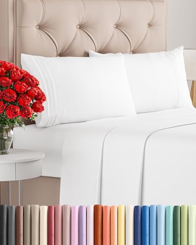 Queen Size 4 Piece Sheet Set - Comfy Breathable & Cooling Sheets - White, view 2