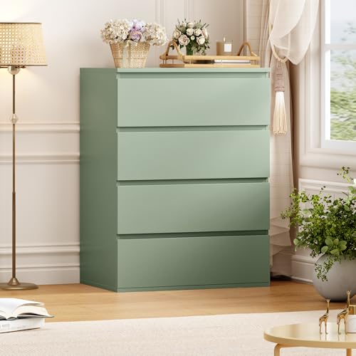 4 Drawer Dresser, Green Dresser Modern Storage Chest of Drawers 23.6L x 15.7W x 31.5H in, Storage Cabinet with 4 Drawers for Home Office, Green
