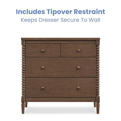 Saint 4 Drawer Dresser with Changing Top and Interlocking Drawers, Teak Brown, view 7