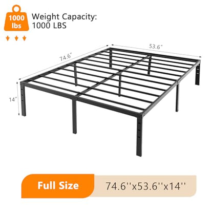 14 Inch Full Bed Frame, Heavy Duty Metal Platform, No Box Spring Needed, view 3