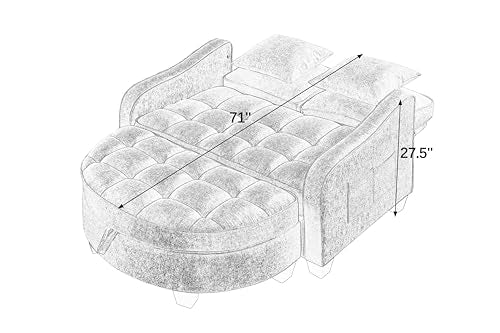 Chenille Tufted Loveseat Sofa and Ottoman Set, view 3