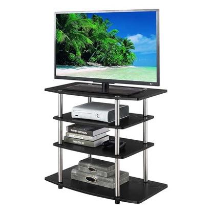 Designs2Go No Tools Highboy 4 -Tier TV Stand 31.5" - Entertainment Center for TVs up to 37 Inches, Modern TV Console with Shelves for Living Room, Family Room, Black